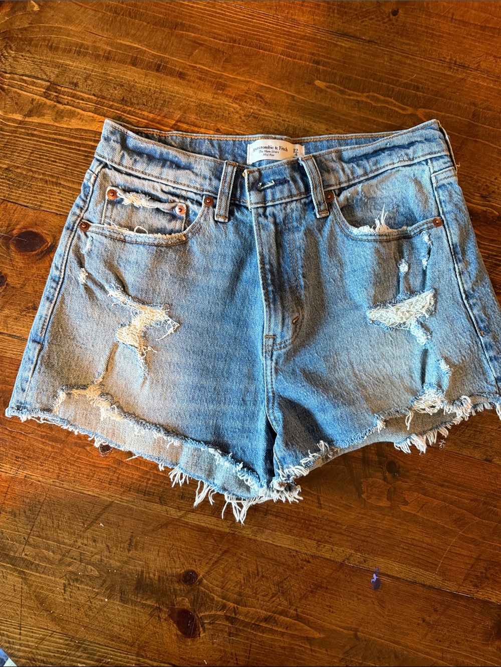 Abercrombie & Fitch Light Blue Distressed Denim Cutoff Shorts
